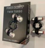 Twin turbo black with silver double motor vibrating cockring incl batteries - obrazek 2