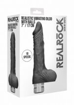 7" / 17 cm Realistic Vibrating Dildo With Balls - Black - obrazek 2