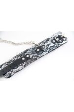 Kajdanki-marcus 712001 ankle cuffs with metal chain tracery syntetic silver bdsm valentine day - obrazek 3