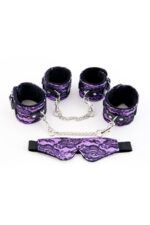 Kajdanki-MARCUS 716023 Set hand and ankle cuffs eyemask tracery purple bdsm Valentine day - obrazek 2