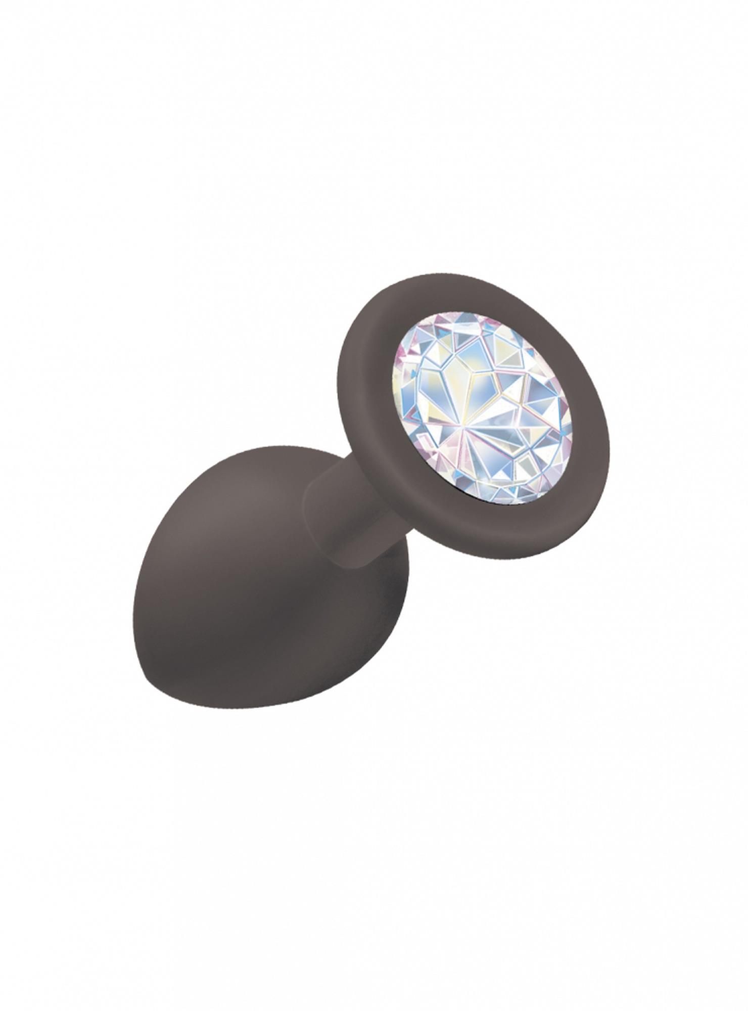 57-4011-08.jpg Silikonowy korek analny z kamieniem ozdobnym 7cm - obrazek 1
