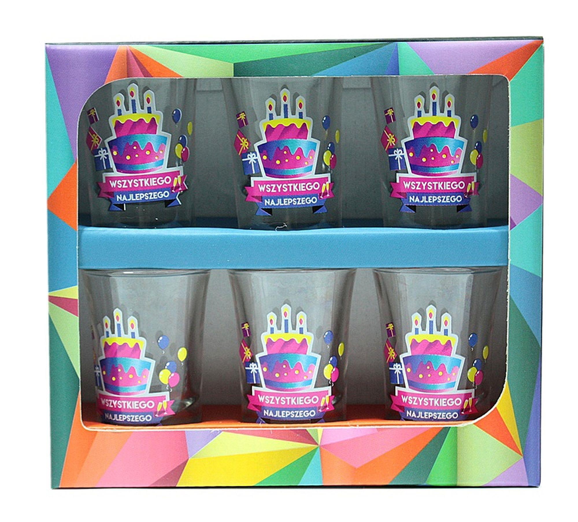 25-00184.jpg Urodzinowa Geometria - zestaw 6 kieliszków 35ml. - Tort Wszystkiego Najlepszego - obrazek 1