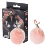 Ozdobne klamerki z różowymi pomponikami.  Zaciski na sutki - regulowane. - obrazek 2