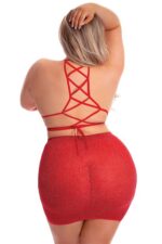 MIDNIGHT SUN 2PC SKIRT SET RED PLUS SIZE - obrazek 4