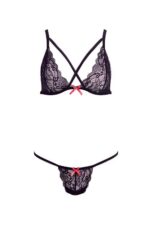 BARELY BARE X STRAP BRALETTE SET BLACK - obrazek 8