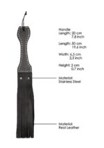 Wooden Handle Belt Whip Flogger Leather - Black - obrazek 2