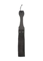 Wooden Handle Belt Whip Flogger Leather - Black - obrazek 4