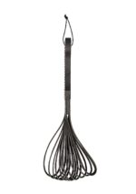 Wooden Handle Belt Whip Flogger Leather - Black - obrazek 6