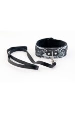 Wiązania-MARCUS 713001 Collar tracery silver with black leash bdsm Valentine day - obrazek 4