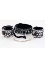 Wiązania-MARCUS 716011 Set collar with hand cuffs metal chain tracery silver bdsm Valentine day - obrazek 2