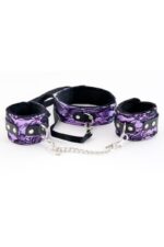 Wiązania-MARCUS 716013 Set collar with hand cuffs metal chain tracery purple bdsm Valentine day - obrazek 2