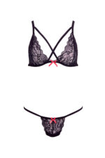 BARELY BARE X STRAP BRALETTE SET BLACK - obrazek 5