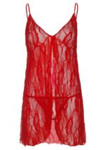 Bielizna-2PCS ROSE LACE BABYDOLL RED PLUS SI - obrazek 2