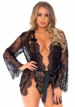 Floral lace teddy & robe