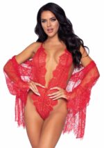 Floral lace teddy & robe
