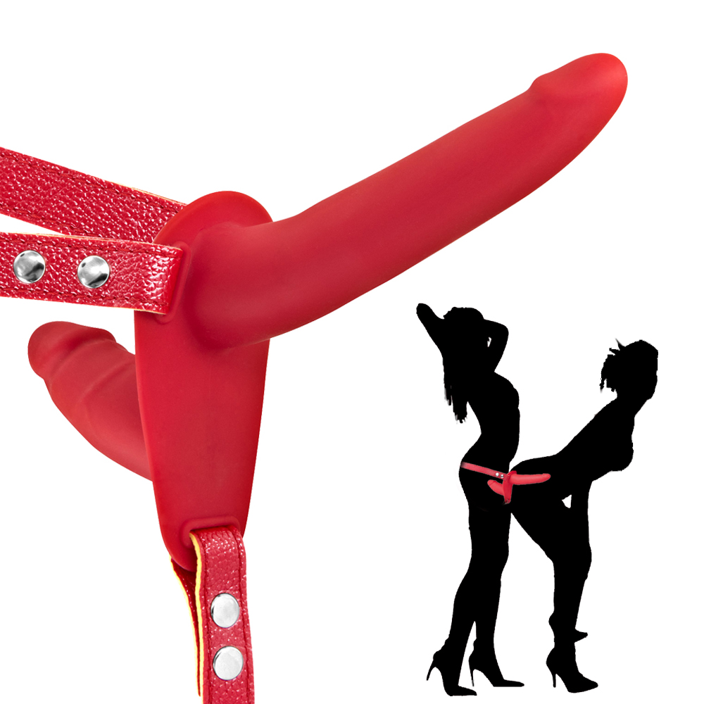 penis-podwojny-czerwony-strap-11794.jpg Strap On With Double Dildo Red - obrazek 1